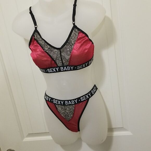 Sexy Baby Printed  Red Bra / Lingerie set size Medium - Picture 5 of 11